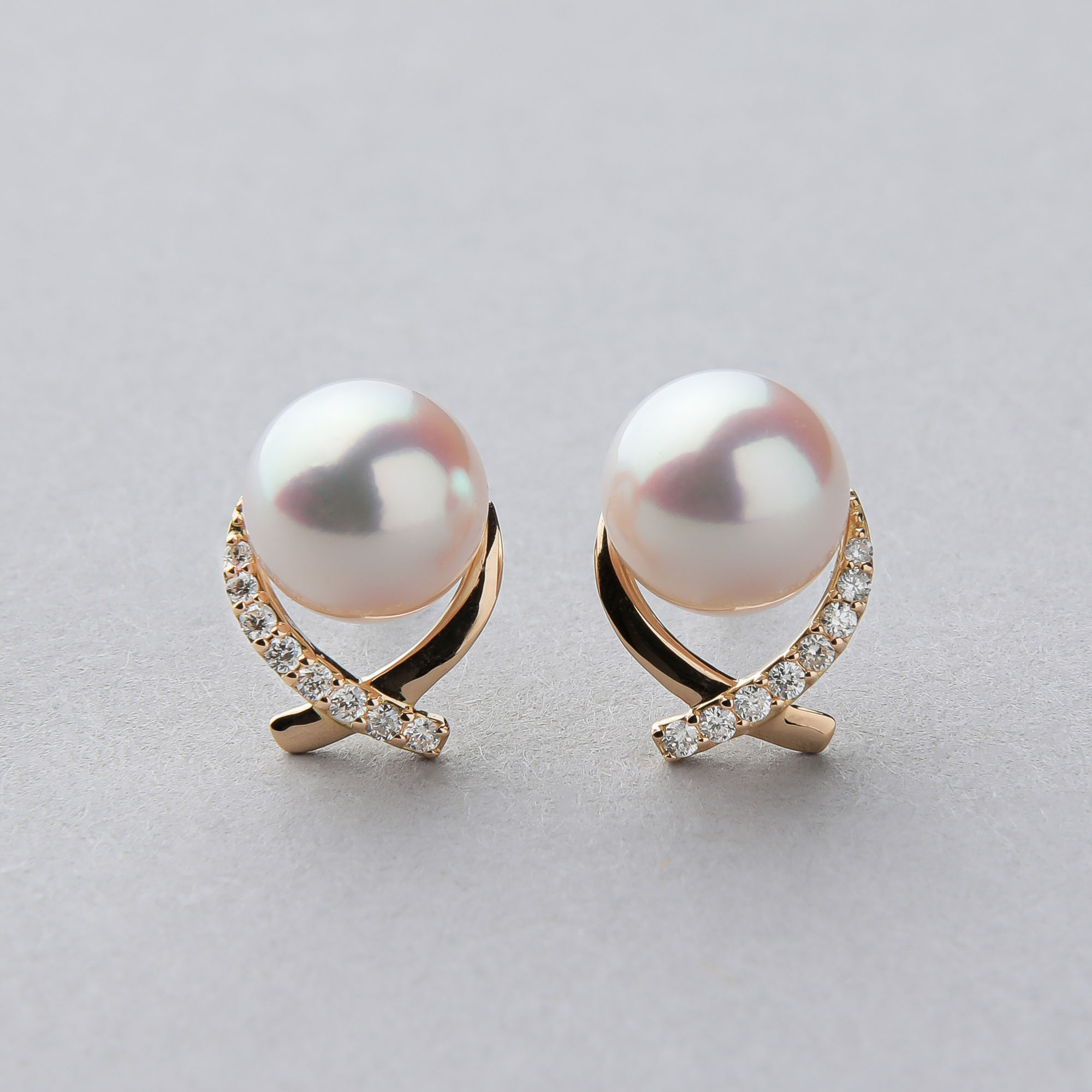 オーロラ花珠真珠 ピアス 7.5-8.0mm PT900 -TOP Quality- | 花珠