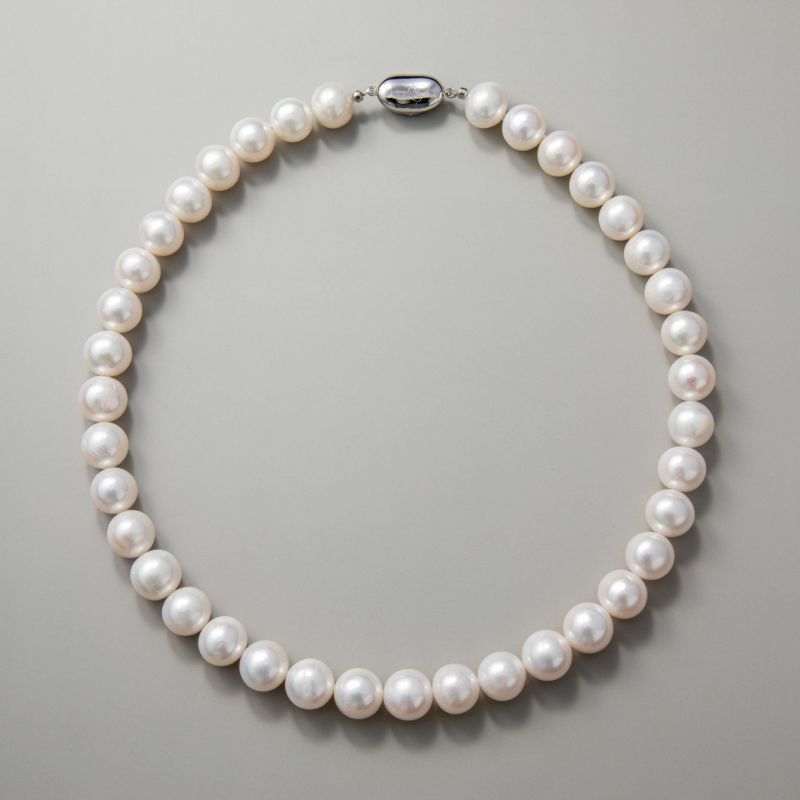 大珠11-10mm 淡水真珠ネックレス　ホワイトピンク