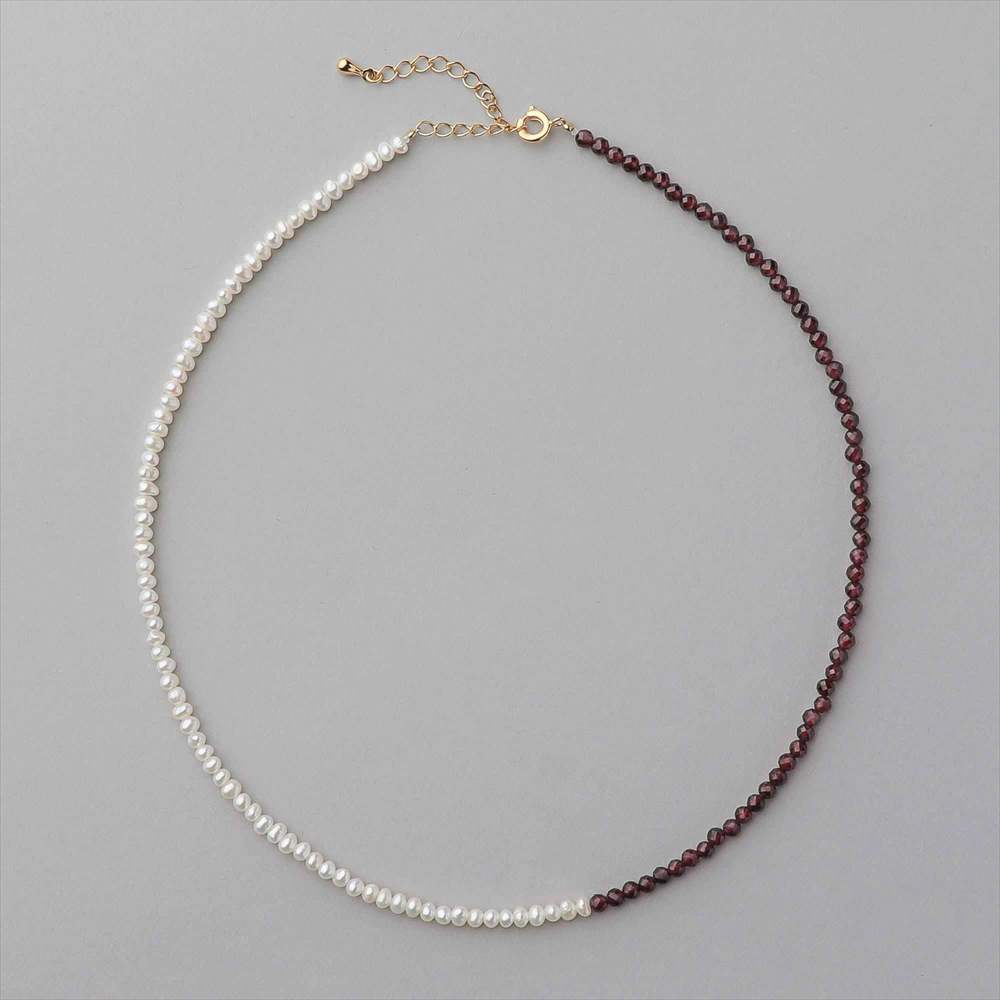 淡水真珠×ガーネット ネックレス 2.5-5.0mm ミックス | 淡水真珠