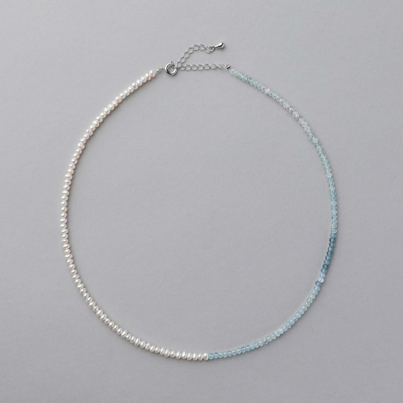 淡水真珠×ターコイズ ネックレス 2.5-3.2mm ハーフ | 淡水真珠ネックレス