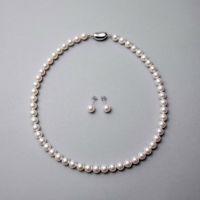 《隣と差がつく》 あこや真珠 パールネックレス＆ピアス 2点セット 7.5-8.0mm BBB～C  真珠ピアス イヤリング [n2][人気 ロングセラー]（真珠ネックレス パール アコヤ本真珠）（冠婚葬祭 フォーマル 入学式 卒業式 成人式）