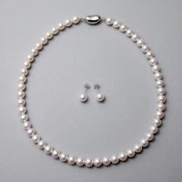《隣と差がつく》 あこや真珠 パールネックレス＆ピアス 2点セット 7.5-8.0mm BBB～C  真珠ピアス イヤリング [n2][人気 ロングセラー]（真珠ネックレス パール アコヤ本真珠）（冠婚葬祭 フォーマル 入学式 卒業式 成人式）