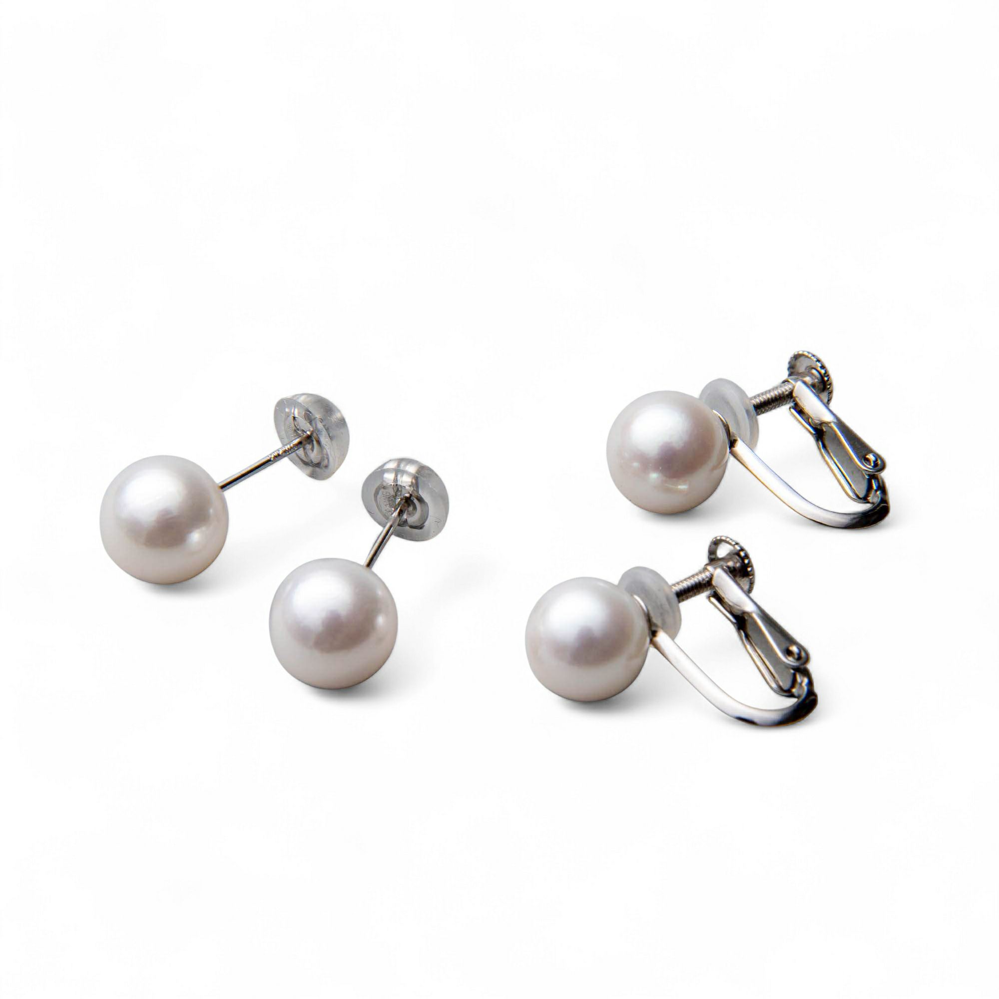 《隣と差がつく》 あこや真珠 パールネックレス＆ピアス 2点セット 7.5-8.0mm BBB～C  真珠ピアス イヤリング [n2][人気 ロングセラー]（真珠ネックレス パール アコヤ本真珠）（冠婚葬祭 フォーマル 入学式 卒業式 成人式）