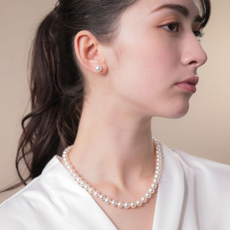 《隣と差がつく》 あこや真珠 パールネックレス＆ピアス 2点セット 8.0-8.5mm A～BBB～C  真珠ピアス イヤリング [n2][人気 ロングセラー]（真珠ネックレス パール アコヤ本真珠）（冠婚葬祭 フォーマル 入学式 卒業式 成人式）