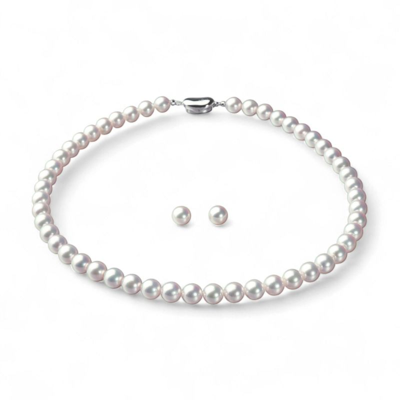 花珠真珠 ネックレス 2点セット 8.0-8.5mm ≪トップクオリティ花珠≫ 最高品質 AAA 花珠鑑別書付  パールネックレス パールピアス イヤリング [n5][80-4509]（真珠ネックレス アコヤ真珠 本真珠）（冠婚葬祭 フォーマル 入学式 卒業式 成人式 厄除け 結納 贈答）