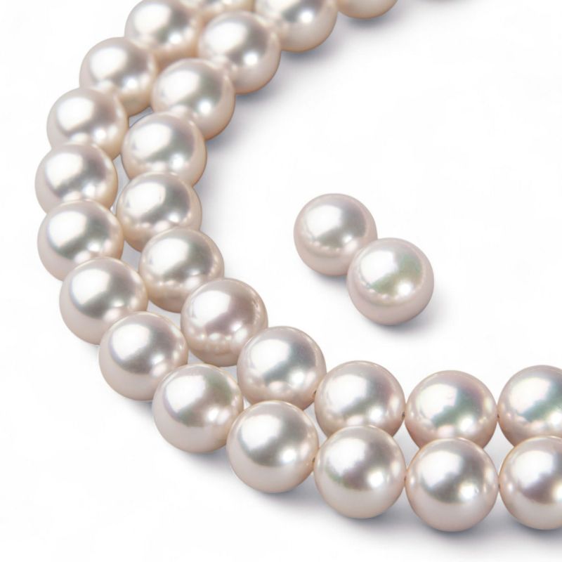 花珠真珠 ネックレス 2点セット 8.0-8.5mm ≪グッドクオリティ花珠≫ AAA 花珠鑑別書付 パールネックレス パールピアス イヤリング  [n4]（卸直販 還元価格）（真珠ネックレス アコヤ真珠 高品質 本真珠）