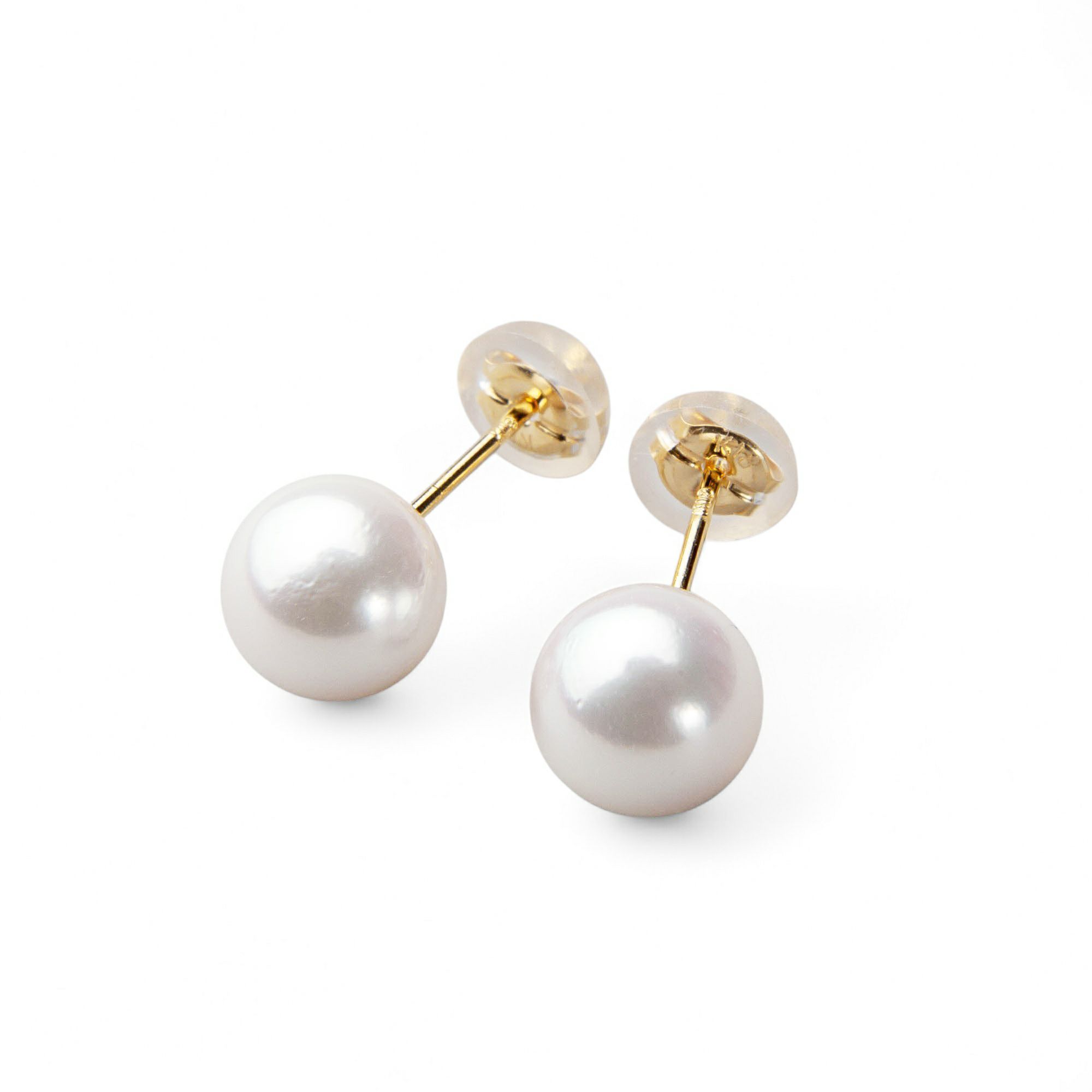 あこや本真珠 パールピアス ホワイト系 7.0-7.5mm AAB K18 ゴールド [n3]（真珠 ピアス スタッド）（冠婚葬祭 フォーマル 入学式 卒業式 成人式）