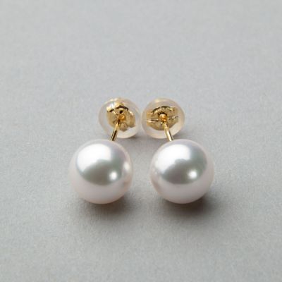 あこや本真珠 パールピアス ホワイト系 7.5-8.0mm AAB K18 ゴールド [n3]（真珠 ピアス スタッド）（冠婚葬祭 フォーマル 入学式 卒業式 成人式）