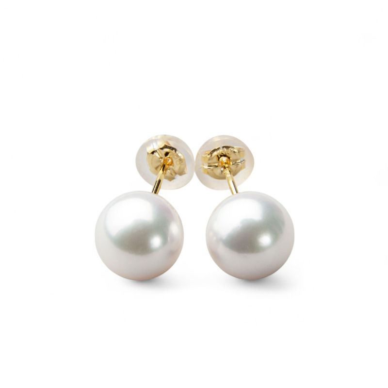 オーロラ花珠真珠 鑑別書付 パールピアス ホワイト系 7.5-8.0mm AAA K18 ゴールド [n4]（あこや真珠 ピアス スタッド）（冠婚葬祭 フォーマル 記念日 プレゼント）