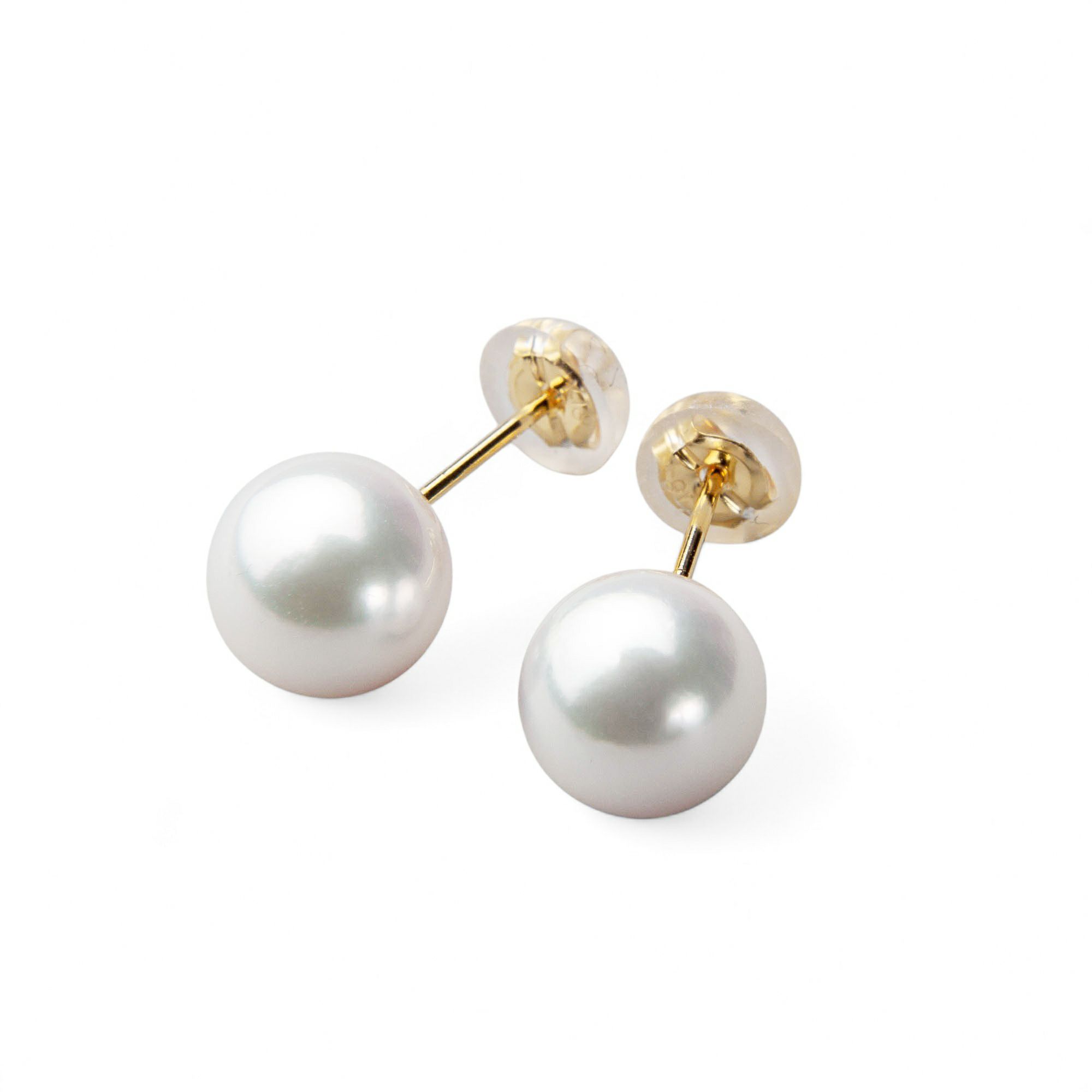 オーロラ花珠真珠 ピアス7.5-8.0mm K18YG | 花珠真珠ピアス・イヤリング