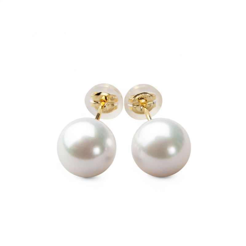 オーロラ花珠真珠 鑑別書付 パールイヤリング ホワイト系 7.5-8.0mm AAA K14WG ホワイトゴールド　ねじバネ式 [n4]（あこや真珠 イヤリング）（冠婚葬祭 フォーマル 記念日 プレゼント）