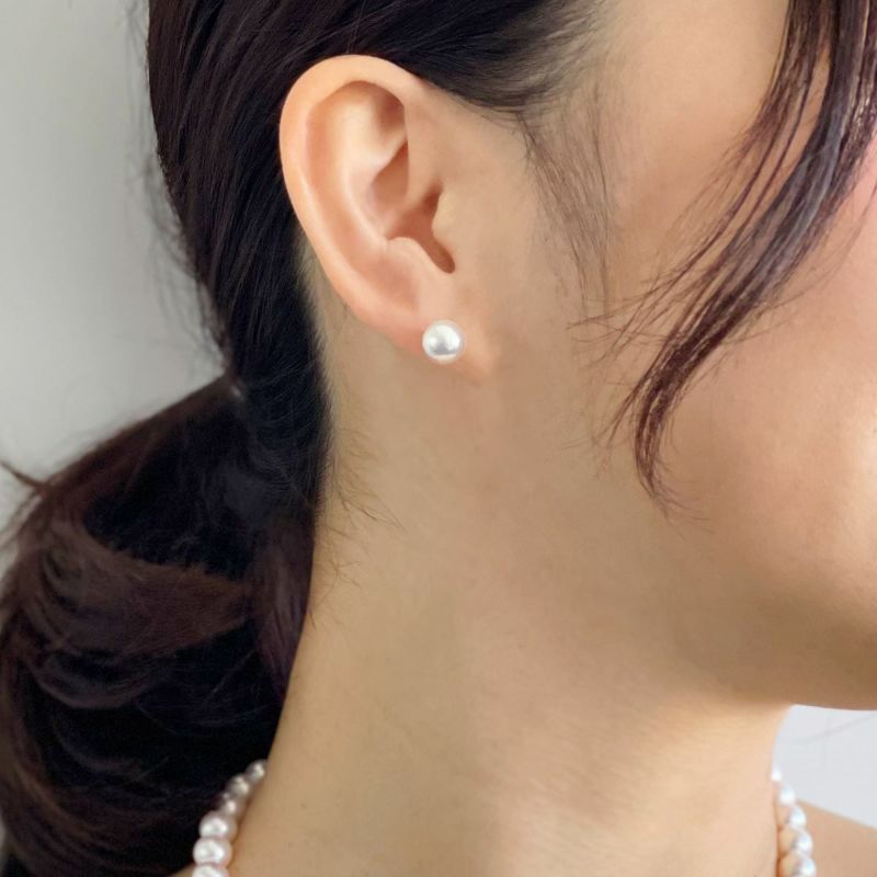 【超還元花珠ピアス】オーロラ花珠真珠 鑑別書付 パールピアス ホワイト系 8.0-8.5mm AAA Pt900 プラチナ [n4][hana-sale]（あこや真珠 ピアス スタッド）（冠婚葬祭 フォーマル プレゼント）