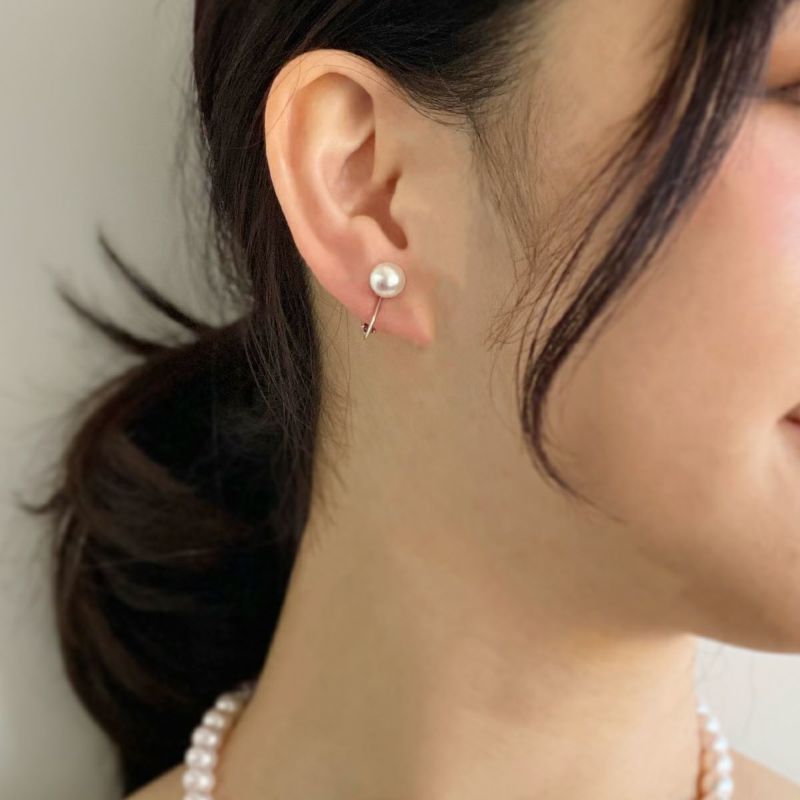 7.5～8.0mm】あこや本真珠スタッドピアス K18YG 野太く