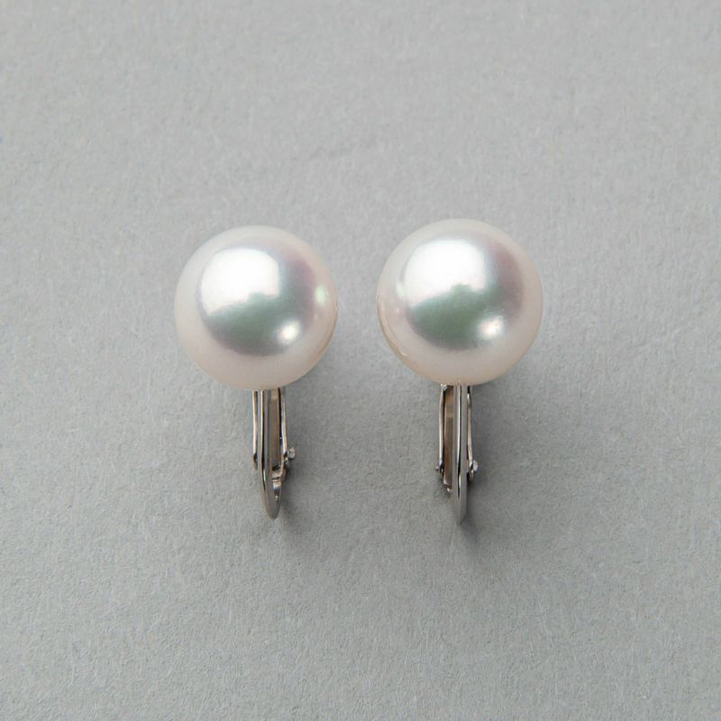 オーロラ花珠真珠 イヤリング8.0-8.5mm K14WG | 花珠真珠ピアス 