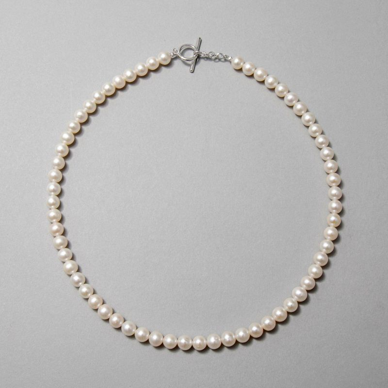 淡水真珠 パールネックレス ホワイト系 6.5-7.0mm BC ポテト バラクラスプ(silver) [n2][人気 ロングセラー] （本真珠 ネックレス）（冠婚葬祭 フォーマル 入学式 卒業式）