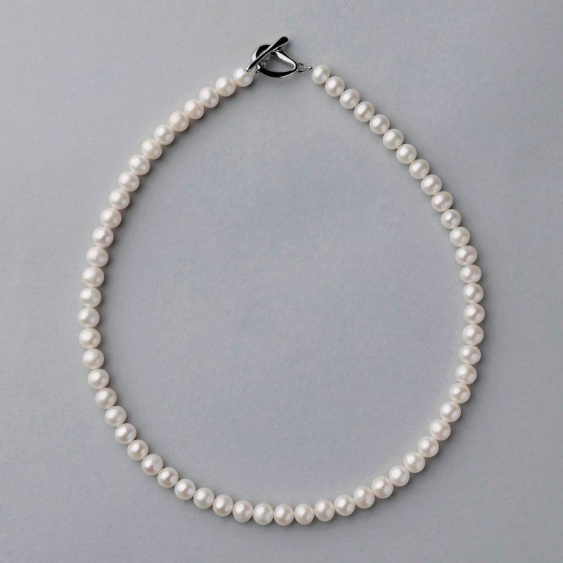 淡水真珠 パールネックレス ホワイト系 6.5-7.0mm BC ポテト バラクラスプ(silver) [n2][人気 ロングセラー] （本真珠 ネックレス）（冠婚葬祭 フォーマル 入学式 卒業式）