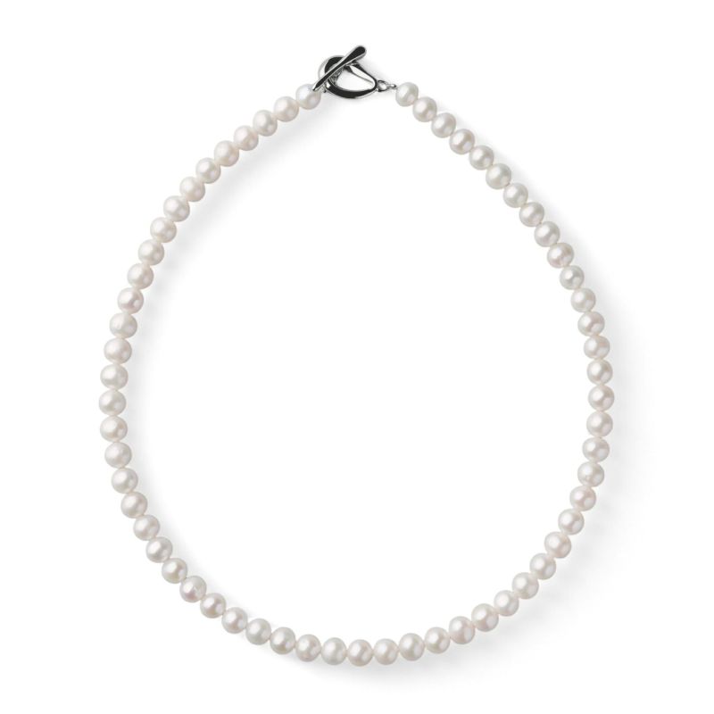 淡水真珠 パールネックレス ホワイト系 6.5-7.0mm BC ポテト バラクラスプ(silver) [n2][人気 ロングセラー] （本真珠 ネックレス）（冠婚葬祭 フォーマル 入学式 卒業式）