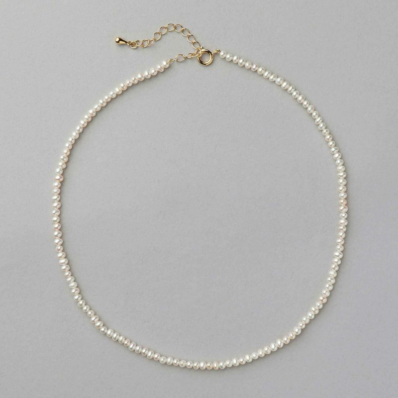 淡水真珠 パ－ルネックレス ホワイト系 2.5-3.0mm A～BB ポテト 引き輪(silver) [n3][人気 ロングセラー]（真珠 ネックレス）（ベビーパール）6月誕生石