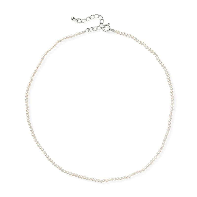 淡水真珠 パ－ルネックレス ホワイト系 2.5-3.0mm A～BB ポテト 引き輪(silver) [n3][人気 ロングセラー]（真珠 ネックレス）（ベビーパール）6月誕生石