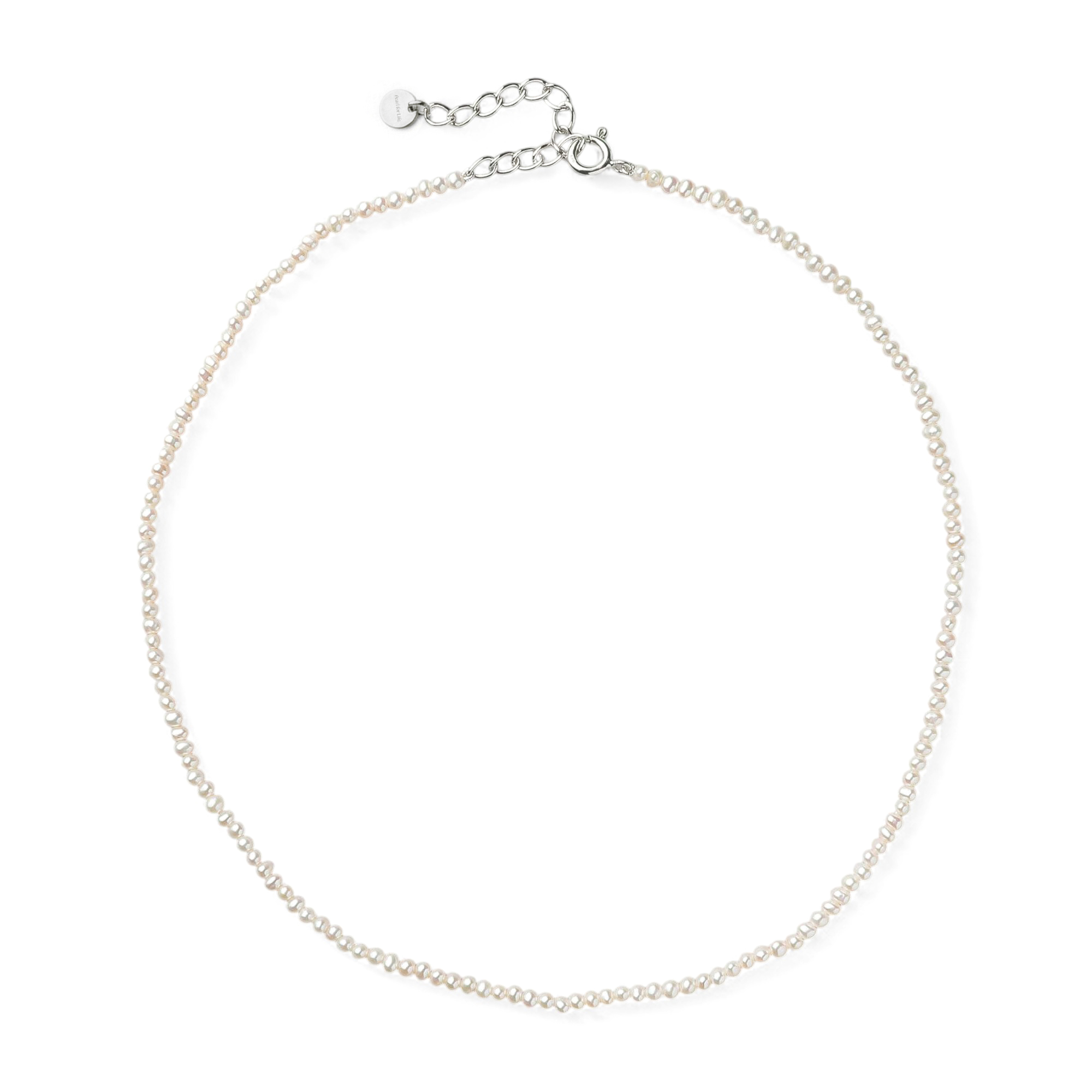 淡水真珠 パ－ルネックレス ホワイト系 2.5-3.0mm A～BB ポテト 引き輪(silver) [n3][人気 ロングセラー]（真珠 ネックレス）（ベビーパール）6月誕生石