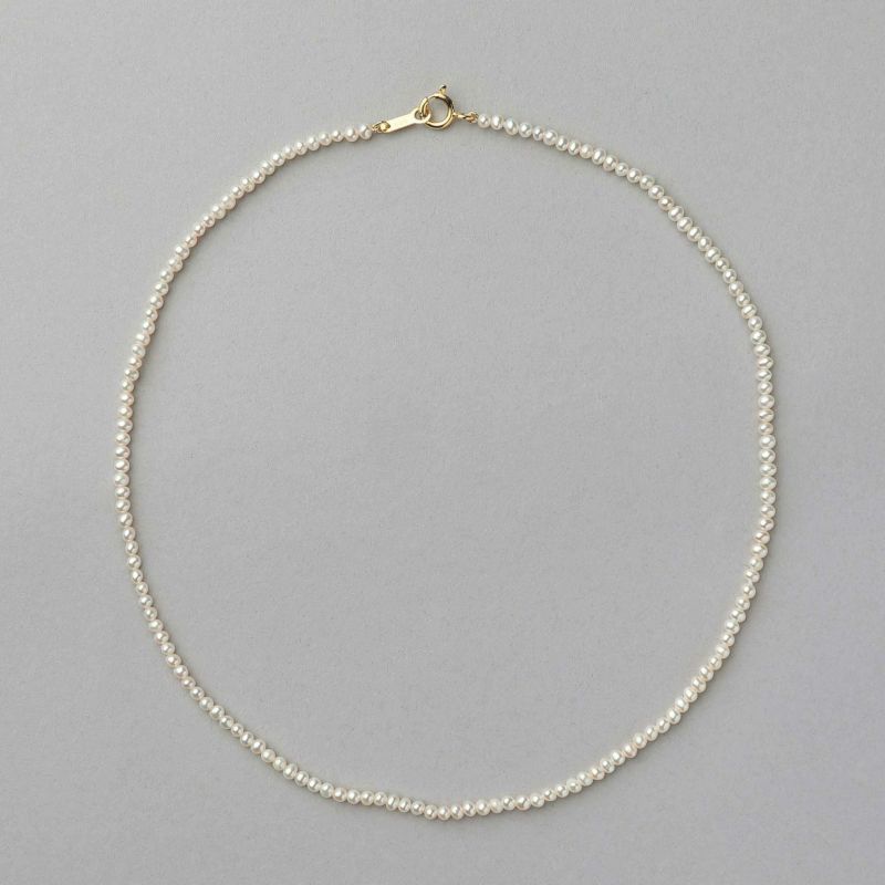 淡水真珠 パ－ルネックレス ホワイト系 2.5-3.0mm A～BB ポテト 引き輪(silver) [n3][人気 ロングセラー]（真珠 ネックレス）（ベビーパール）6月誕生石