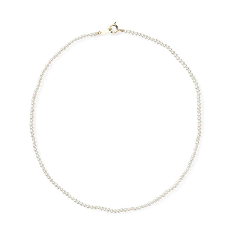 淡水真珠 パ－ルネックレス ホワイト系 2.5-3.0mm A～BB ポテト 引き輪(silver) [n3][人気 ロングセラー]（真珠 ネックレス）（ベビーパール）6月誕生石