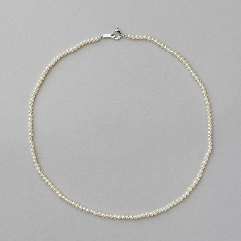 淡水真珠 パ－ルネックレス ホワイト系 2.5-3.0mm A～BB ポテト 引き輪(silver) [n3][人気 ロングセラー]（真珠 ネックレス）（ベビーパール）6月誕生石