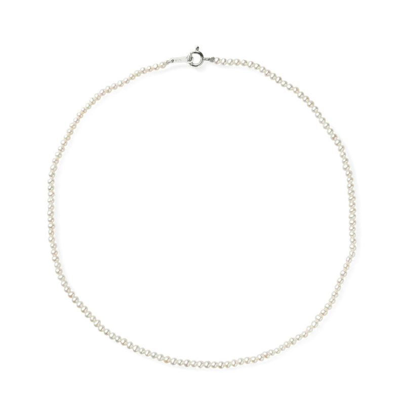 淡水真珠 パ－ルネックレス ホワイト系 2.5-3.0mm A～BB ポテト 引き輪(silver) [n3][人気 ロングセラー]（真珠 ネックレス）（ベビーパール）6月誕生石