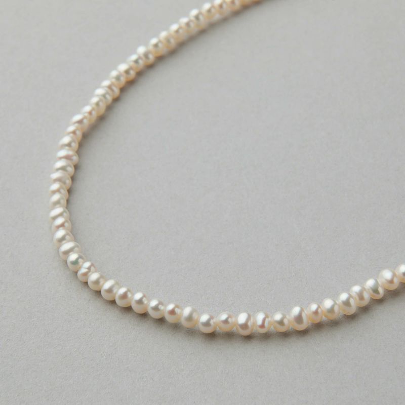 淡水真珠 パ－ルネックレス ホワイト系 2.5-3.0mm A～BB ポテト 引き輪(silver) [n3][人気 ロングセラー]（真珠 ネックレス）（ベビーパール）6月誕生石