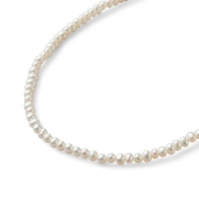 淡水真珠 パ－ルネックレス ホワイト系 2.5-3.0mm A～BB ポテト 引き輪(silver) [n3][人気 ロングセラー]（真珠 ネックレス）（ベビーパール）6月誕生石