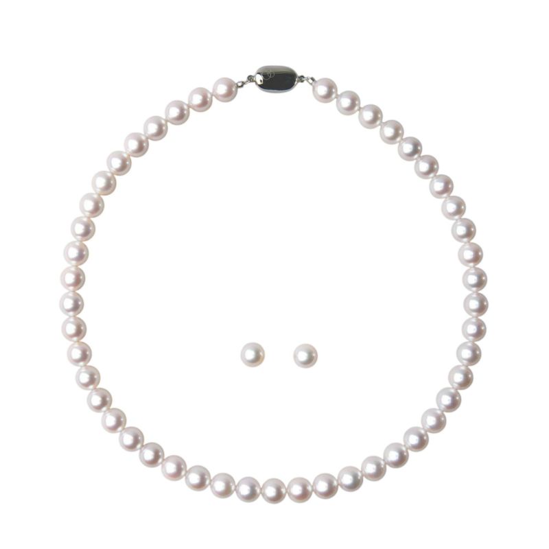 花珠真珠 ネックレス 2点セット 8.5-9.0mm ≪グッドクオリティ花珠≫ AAA 花珠鑑別書付 パールネックレス パールピアス イヤリング [n2][80-4332]（卸直販 還元価格）（真珠ネックレス アコヤ真珠 高品質 本真珠）