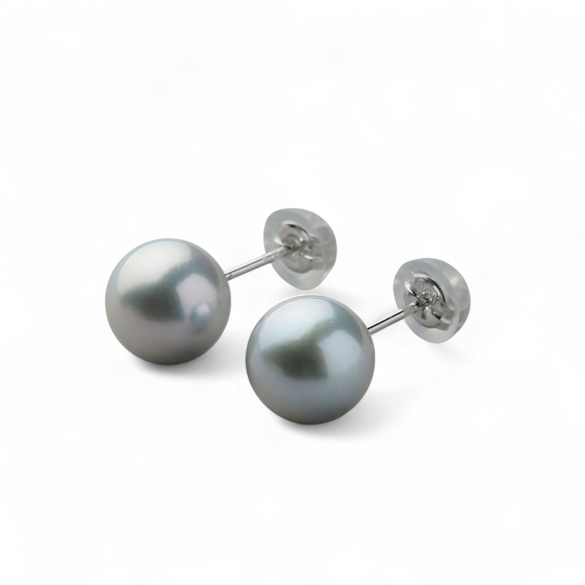 あこや黒真珠 パールピアス グレー系 8.0-8.5mm BBB K14WG ホワイトゴールド[n3][53-5050]（真珠 ピアス スタッド）（冠婚葬祭 フォーマル）