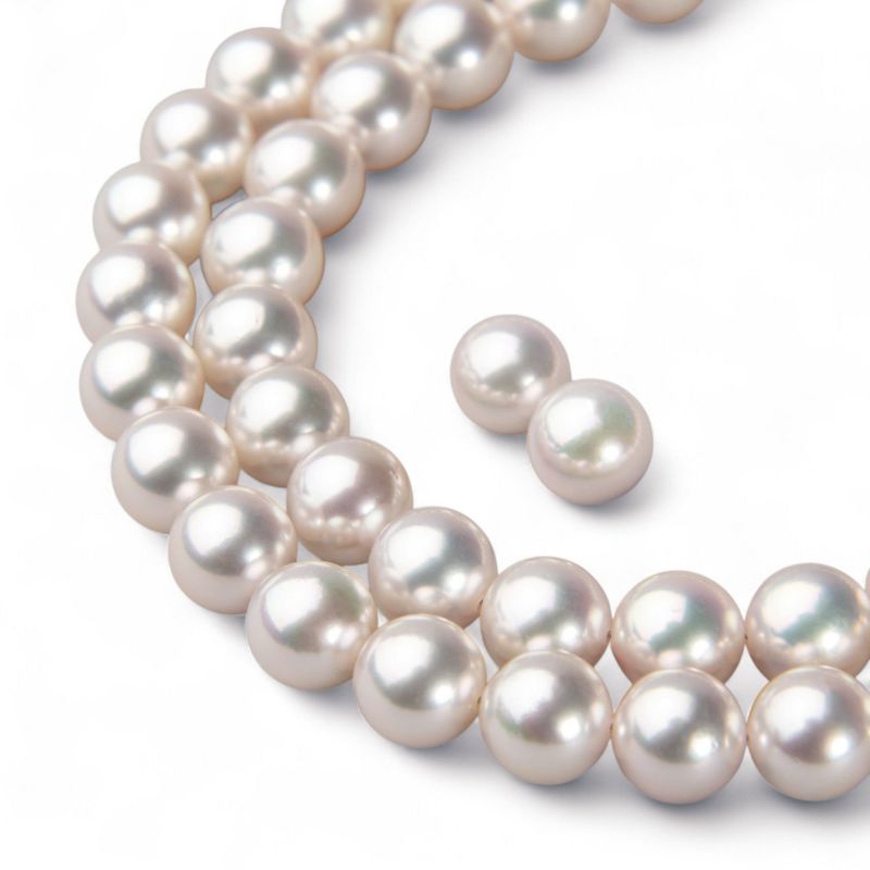 花珠真珠 ネックレス 2点セット 7.0-7.5mm ≪グッドクオリティ花珠≫ AAA 花珠鑑別書付 パールネックレス パールピアス イヤリング [n4][80-4474]（卸直販 還元価格）（真珠ネックレス アコヤ真珠 高品質 本真珠）（冠婚葬祭 フォーマル 入学式 卒業式 成人式 厄除け）