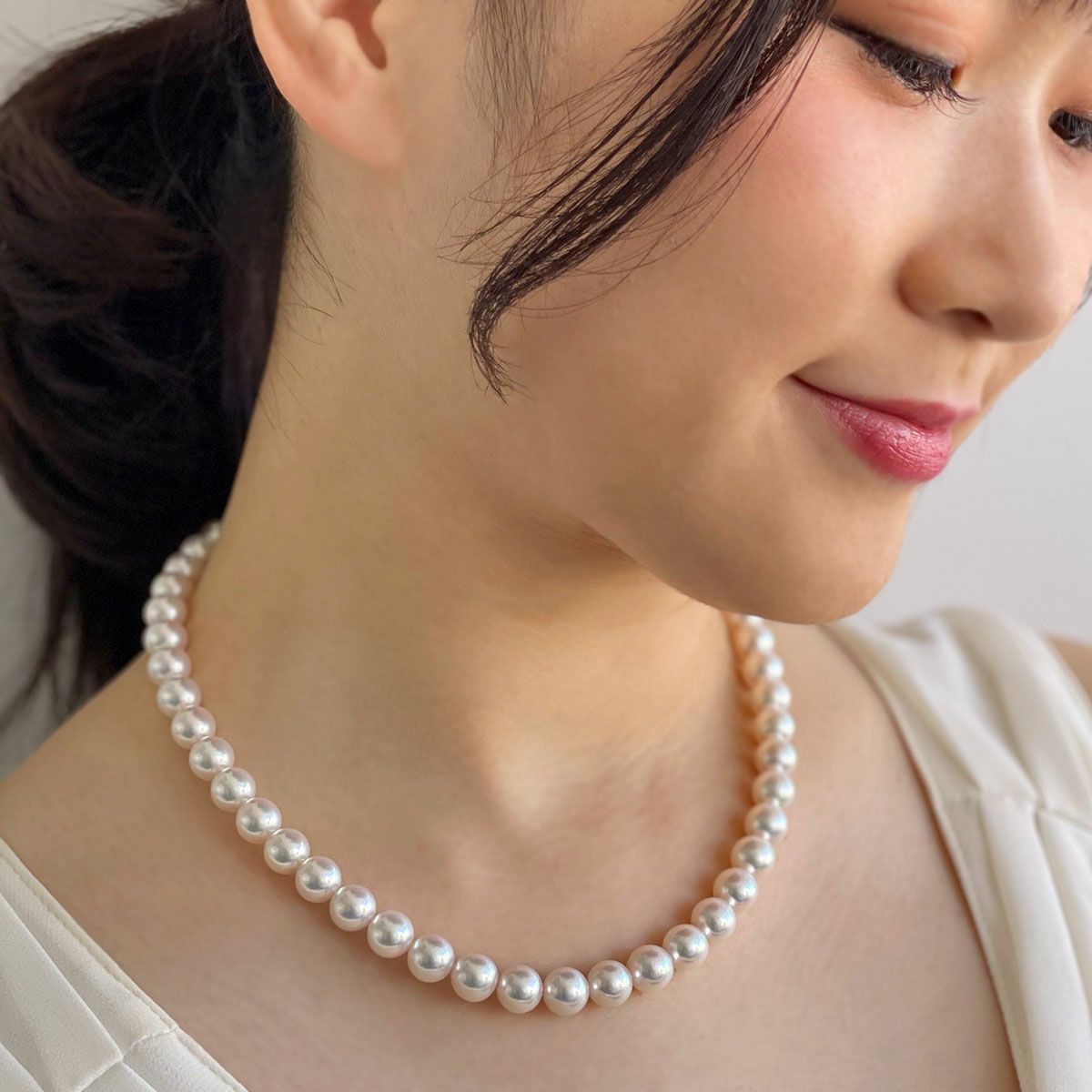 花珠真珠 ネックレス 8.5-9.0mm ≪ハイクオリティ花珠≫ 高品質 AAA  花珠鑑別書付 パールネックレス [n4][1-5142]（真珠ネックレス アコヤ真珠 本真珠）（冠婚葬祭 フォーマル 入学式 卒業式 成人式 厄除け）