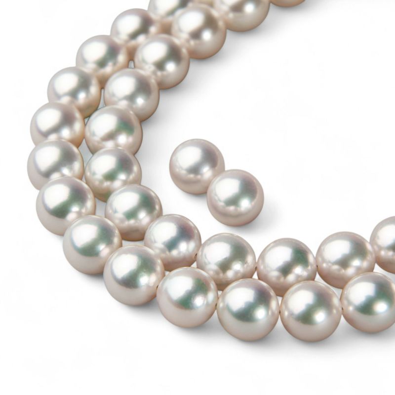 花珠真珠 ネックレス 2点セット 7.5-8.0mm ≪ハイクオリティ花珠≫ 高品質 AAA 花珠鑑別書付  パールネックレス パールピアス イヤリング [n4][80-4333]（真珠ネックレス アコヤ真珠 本真珠）（冠婚葬祭 フォーマル 入学式 卒業式 成人式 結納 厄除け）