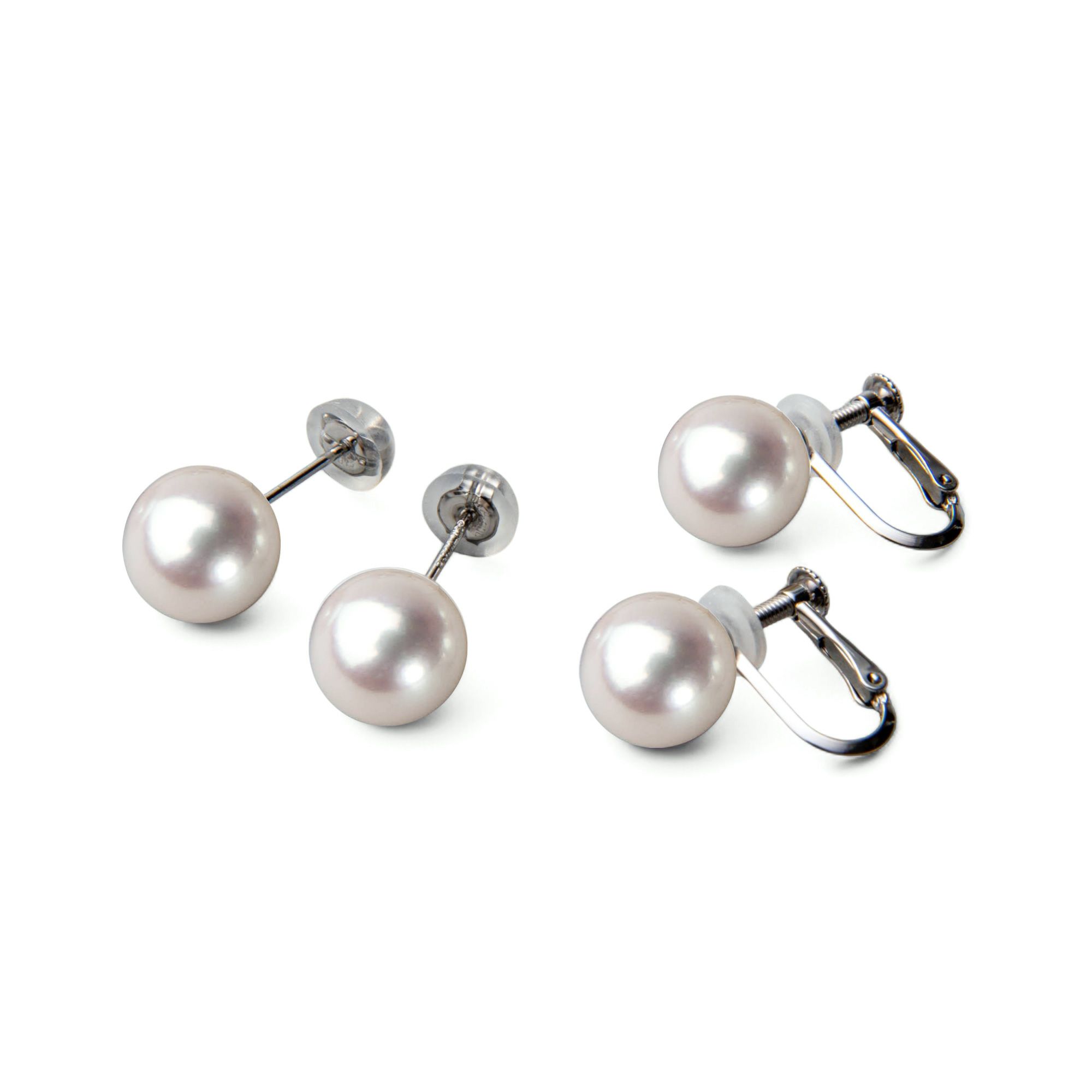 花珠真珠 ネックレス 2点セット 8.0-8.5mm ≪ハイクオリティ花珠≫ 高品質 AAA 花珠鑑別書付  パールネックレス パールピアス イヤリング [n4][80-4334]（真珠ネックレス アコヤ真珠 本真珠）
