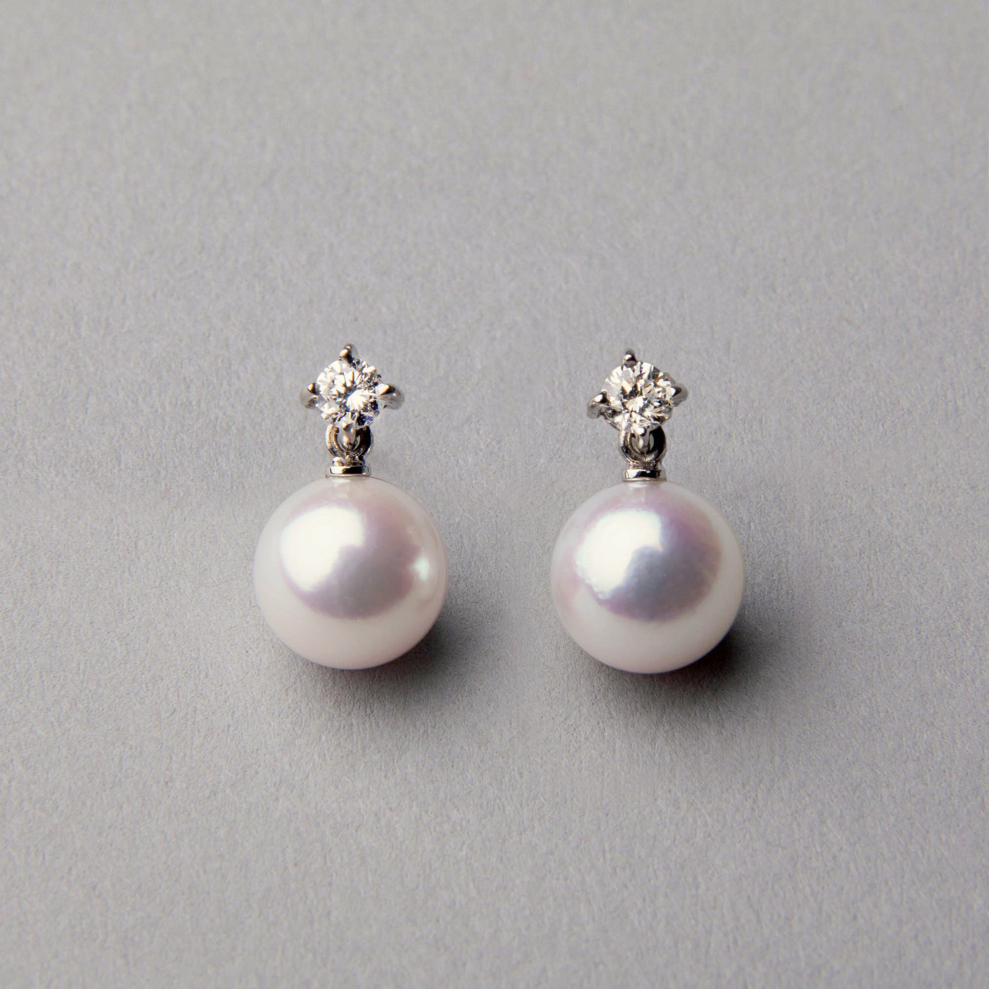 オーロラ花珠真珠 ピアス7.5-8.0mm K18YG | 花珠真珠ピアス・イヤリング 