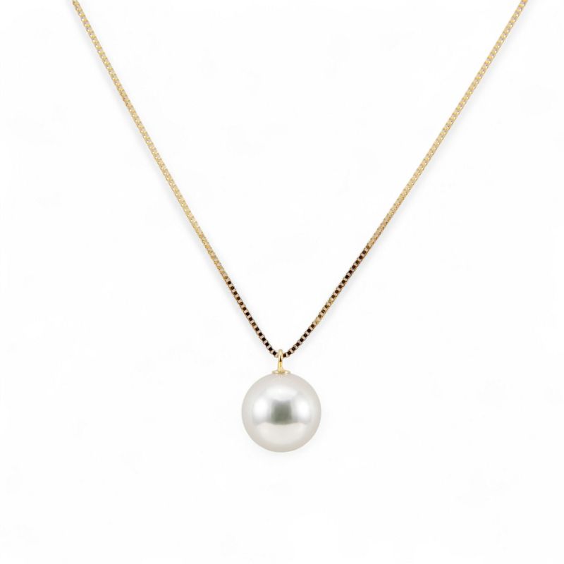 オーロラ花珠真珠 鑑別書付 1粒パールネックレス（45cmチェーン） ホワイト系 8.0-8.5mm AAA K18 ゴールド [n4][52-7173]（あこや真珠 プチペンダント）（冠婚葬祭 フォーマル プレゼント）