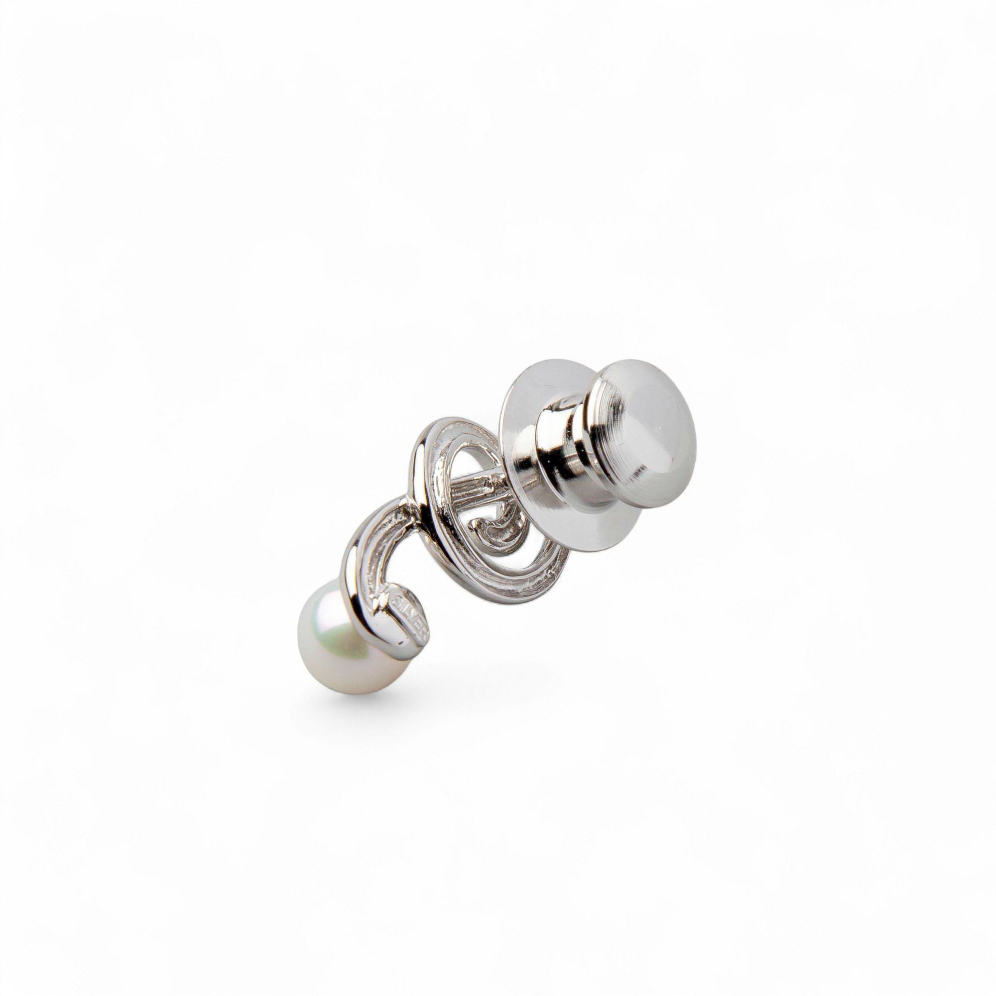 あこや真珠 パールブローチ ≪ト音記号≫ ホワイト系 5.5-6.0mm シルバー(silver)  ラペルピン 【受注発注品】[n5]（音楽 楽器）（プレゼント ギフトに）