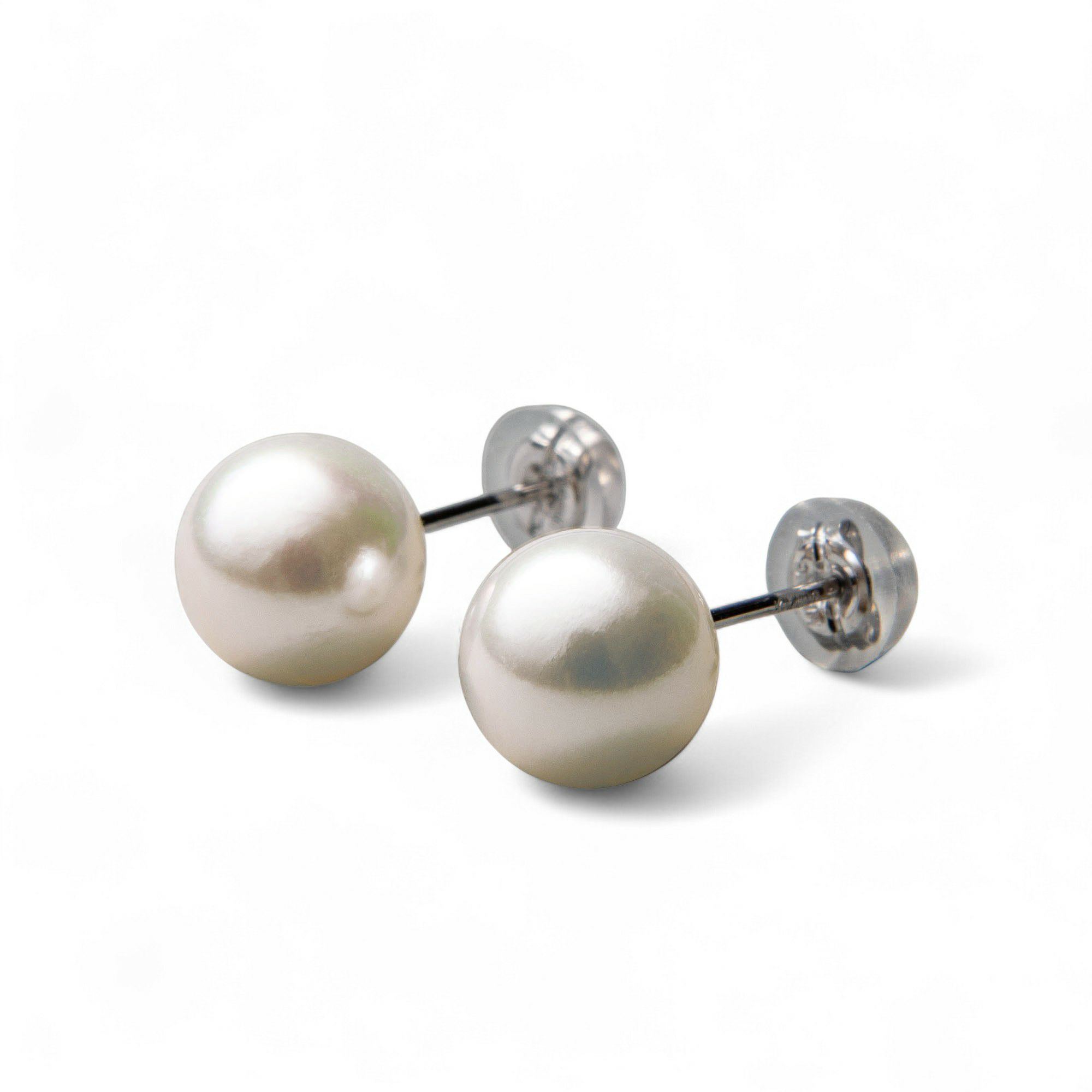 【初めての方におすすめ】あこや本真珠 パールピアス ホワイト系 8.0-8.5mm BBB K18/K14WG 　フォーマル スタッドピアス【本店限定商品】[n3]