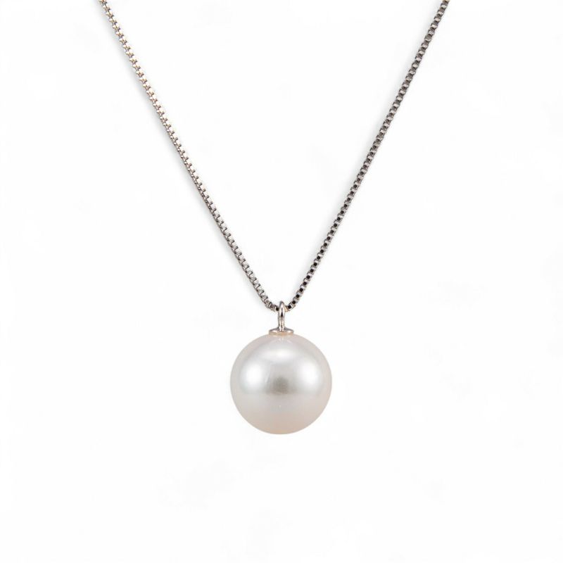 【初めての方におすすめ】あこや本真珠 一粒パールネックレス（チェーン付） ホワイト系 8.0-8.5mm BBB K18/K18WG プチペンダント【本店限定商品】[n3]