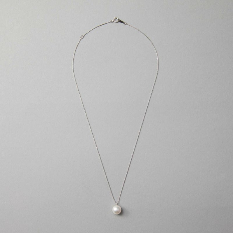 【初めての方におすすめ】あこや本真珠 一粒パールネックレス（チェーン付） ホワイト系 8.0-8.5mm BBB K18/K18WG プチペンダント【本店限定商品】[n3]
