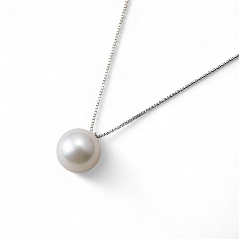 【初めての方におすすめ】あこや本真珠 一粒パールネックレス（チェーン付） ホワイト系 8.0-8.5mm BBB K18/K18WG プチペンダント【本店限定商品】[n3]