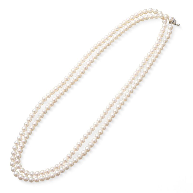 淡水真珠 ロングパールネックレス 120cm ホワイト系 6.5-7.0mm BB ポテト クリッカークラスプ(silver)[n3] [120cm ロング]（真珠 ネックレス）（フォーマル 普段使い おしゃれ）