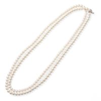 淡水真珠 ロングパールネックレス 120cm ホワイト系 6.5-7.0mm BB ポテト クリッカークラスプ(silver)[n3] [120cm ロング]（真珠 ネックレス）（フォーマル 普段使い おしゃれ）