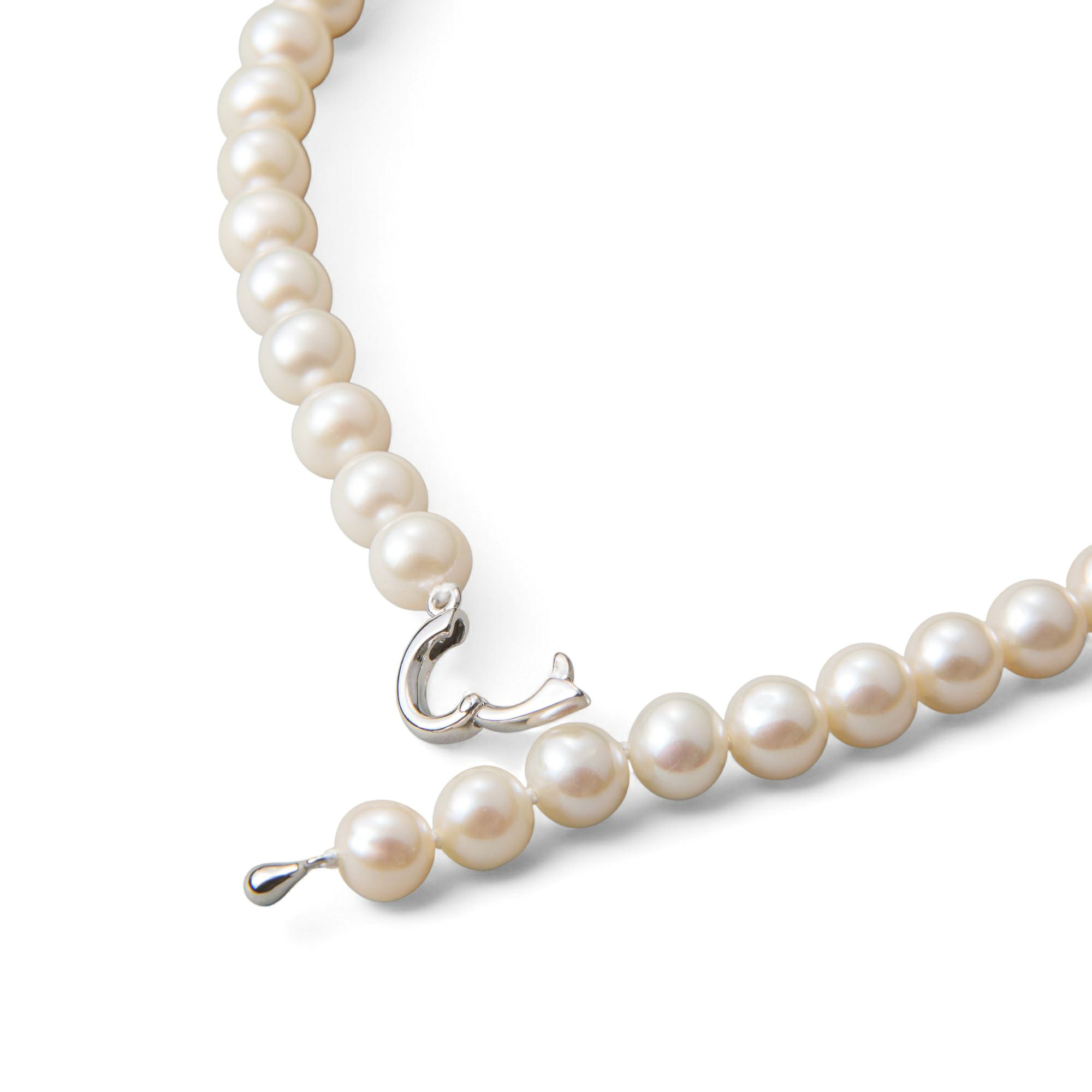 淡水真珠 ロングパールネックレス 120cm ホワイト系 6.5-7.0mm BB ポテト クリッカークラスプ(silver)[n3] [120cm ロング]（真珠 ネックレス）（フォーマル 普段使い おしゃれ）