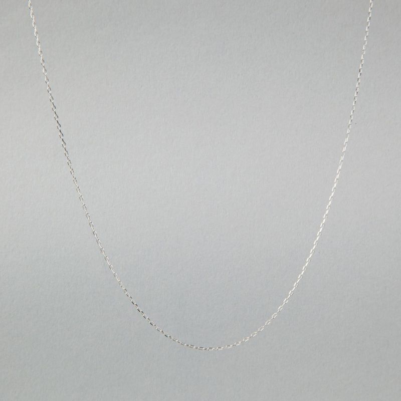 あずきチェーン K18WG　太さ:1.0mm(線径:0.28mm) 長さ:45cm スライド式（無段階で調節可） ホワイトゴールド [n4]（ペンダント チェーンネックレス 18金）