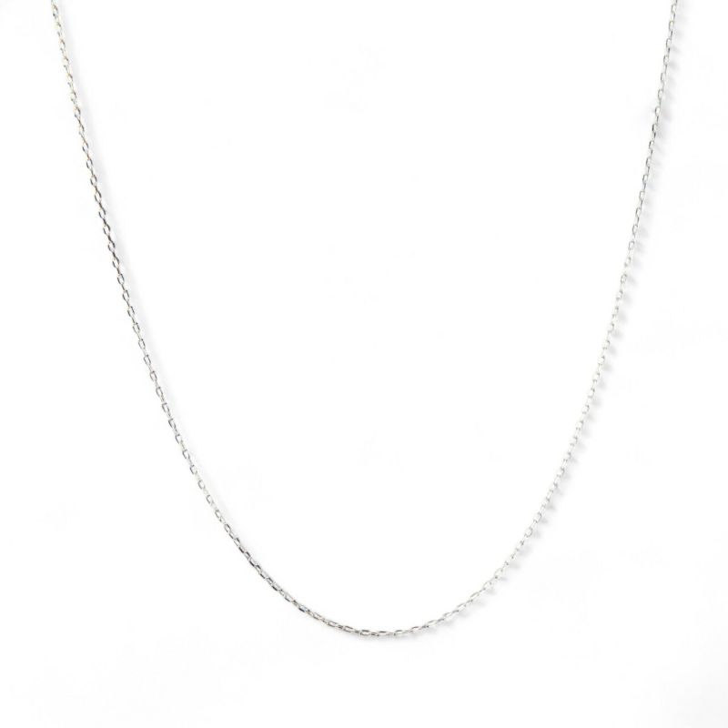 あずきチェーン K18WG　太さ:1.0mm(線径:0.28mm) 長さ:45cm スライド式（無段階で調節可） ホワイトゴールド [n4]（ペンダント チェーンネックレス 18金）