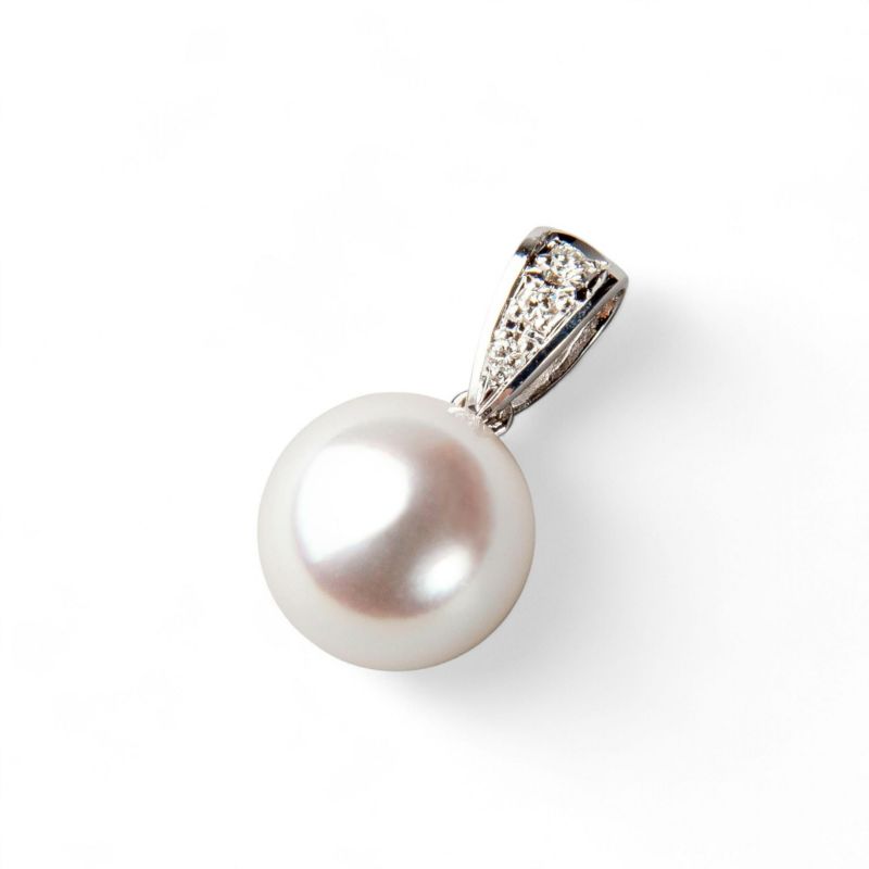 オーロラ花珠真珠 鑑別書付 ダイヤバチカン ペンダントトップ(ヘッド) ホワイト系 8.5-9.0mm AAA Pt900 プラチナ 0.03ct [n4][52-6895]（あこや真珠 ペンダント）（冠婚葬祭 フォーマル）（記念日 プレゼント）
