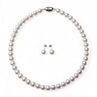 《隣と差がつく》 あこや真珠 パールネックレス＆ピアス 2点セット 8.5-9.0mm A～BBB～C  真珠ピアス イヤリング[n2][人気 ロングセラー]（真珠ネックレス パール アコヤ本真珠）（冠婚葬祭 フォーマル 入学式 卒業式 成人式）